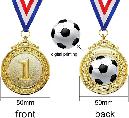 Miniatura 3 de Myartte Juego de 5 medallas de oro – Medallas de premio de estilo olímpico para deportes, competiciones, abejas de ortografía, recuerdos de fiesta