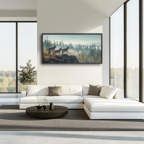 Miniatura 2 de Cuadros Grandes Enmarcados Arte de Pared para Sala de Estar, Lobos del Bosque Decoración de Pared de Gran Tamaño Lobo Animal Impresión en Lienzo