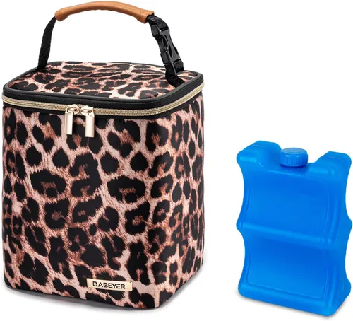 Miniatura 10 de Bolsa enfriadora de leche materna con bolsa de hielo para 4 biberones de hasta 9 onzas, bolsa para biberones para madres lactantes, color verde