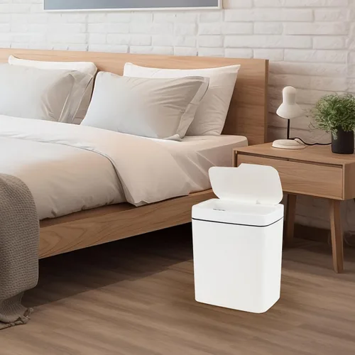 Miniatura 4 de Bote de basura con sensor de 4 galones con tapa infrarroja sin contacto, color blanco Cubo de basura automático de 15 litros con sensor
