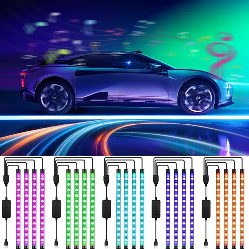 Miniatura 7 de Luces LED interiores para automóvil con control inteligente de aplicación, sincronización de música, modo DIY, kits de luces LED interiores