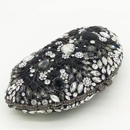 Miniatura 4 de Boutique De FGG Bolsos de noche de flores y embragues para mujer, bolsos formales de diamantes de imitación, bolsos de mano de cristal de boda