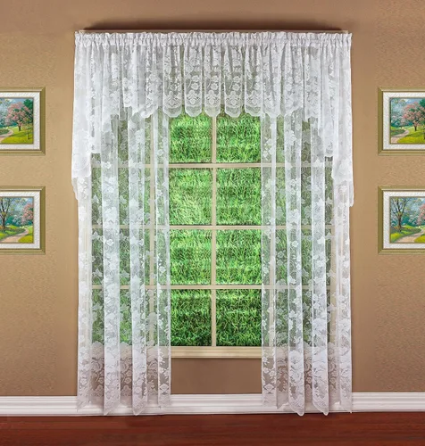Miniatura 14 de Today's Curtain Cenefa de cortina de encaje floral con diseño de enredadera, 18", Marfil, 60 ancho x 18 largo