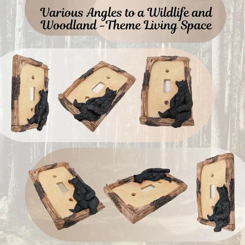 Miniatura 5 de BestGiftEver Black Bear on Logs - Placa de pared para decoración del hogar estilo cabaña Lodge Ideal para amantes de la naturaleza y la vida