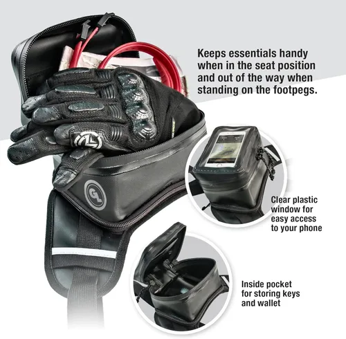 Miniatura 3 de Bolsa de tanque enrollable gris Giant Loop, bolsa de tanque impermeable minimalista para motocicleta, capacidad de 1.5 litros, se adapta a cualquier