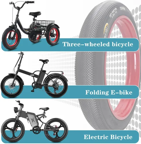 Miniatura 4 de Neumáticos de bicicleta eléctrica de 20 pulgadas/26 x 4.0 pulgadas, neumáticos de triciclo eléctricos, neumáticos de repuesto plegables para ciudad