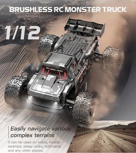 Miniatura 2 de Auto RC rápido sin escobillas 1/12 para adultos, 4WD eléctrico todoterreno RC Monster Truck, 60KM/H de alta velocidad RC coche con Hobbywing ESC