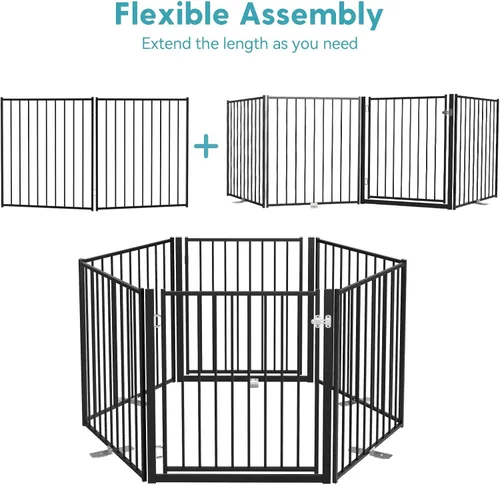 Miniatura 7 de No Pawblems - Puerta independiente para perros, valla plegable de 30 pulgadas de alto para interiores, extensión de puerta extra ancha para Blanco