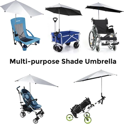 Miniatura 7 de G4Free Sombrilla de silla de altura ajustable UPF 50+ con abrazadera universal para silla de playa, carrito de golf, silla de ruedas, cochecito