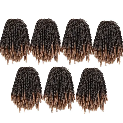 Miniatura 75 de Paquete de 2 cabello para trenzas en espiral de 8 pulgadas, cabello Spring Twist para rastas falsas, rastas de mariposa, cabello para trenzas, fibra
