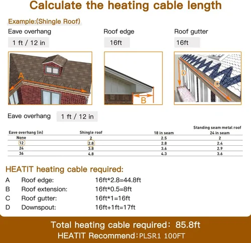 Miniatura 5 de HEATIT PLSR1 12 pies 120 V Cable de calefacción autorregulable de grado industrial y comercial, diseño de uso a largo plazo, resistente, húmedo o 12