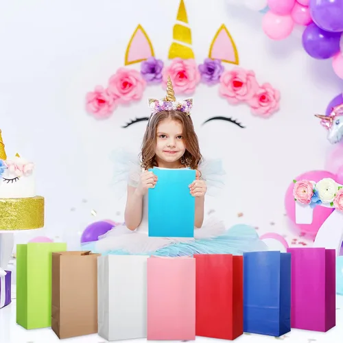 Miniatura 6 de Zhehao 120 bolsas envueltas de color sólido para fiestas, 12 colores, pequeñas bolsas de papel de regalo para cumpleaños, baby shower, boda