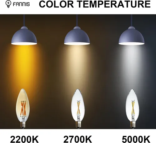 Miniatura 5 de Paquete de 6 bombillas LED Edison B10 C32, equivalente a 25 vatios, base E12, CRI 85-90 2700K blanco cálido, bombilla afilada de vidrio transparente