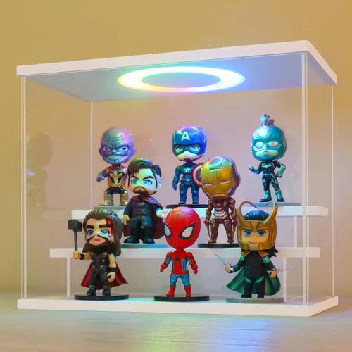 Miniatura 12 de LANSCOERY vitrina acrílica con iluminación LED, caja de exhibición de 5 niveles para coleccionables y figuras de acción, organizador transparente a