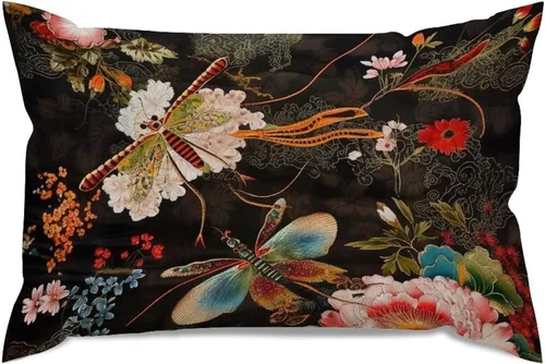 Miniatura 54 de ArogGeld Funda de almohada blanca con flores chinoiserie, funda de almohada para sofá, diseño floral verde y blanco, funda de almohada de lino A-12