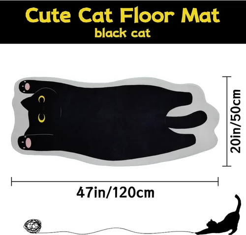 Miniatura 2 de Tapete para gatos, bonita alfombra larga antideslizante para sofá, alfombras estiradas para dormitorio, entrada, sala de estar, cocina, color negro