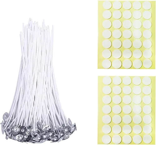 Miniatura 5 de BEADNOVA Mechas de velas de 8 pulgadas, 50 piezas con calcomanías para velas, mechas grandes de algodón y mechas de vela de doble cara, calcomanías