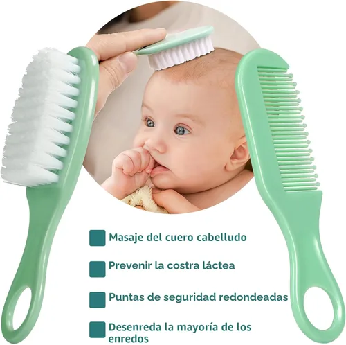 Miniatura 2 de Kit de aseo para bebé, juego de cuidado de seguridad para bebés con cepillo de pelo, peine, cortaúñas, aspirador nasal, kit de artículos esenciales
