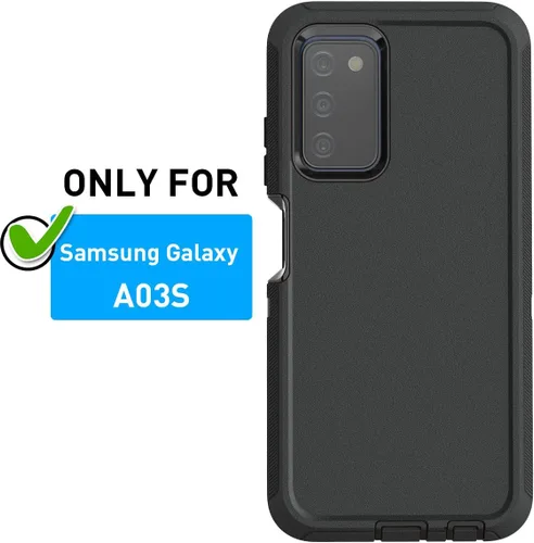 Miniatura 2 de AICase Funda para Galaxy A03S, resistente protección contra caídas, cuerpo completo, resistente a prueba de golpes y polvo, 3 capas, protección Negro