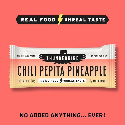 Miniatura 4 de Thunderbird Bars Bocadillo Energético, Sin Gluten con Proteínas, Comida Real Saludable, Vegano Paleo Sin OGM, Sin Azúcar Añadido, Paquete