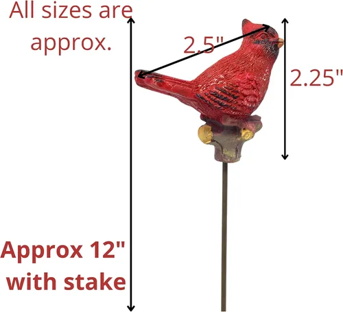Miniatura 2 de Cardinal Yard and Garden Stakes - Juego de 6 estacas decorativas para plantas y patio, cardenales en palos de metal, decoración para exteriores, 10