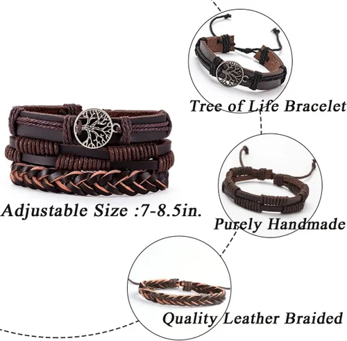 Miniatura 3 de MOZAKA 27 pulseras de cuero trenzado para hombres y mujeres, pulseras étnicas tribales, pulseras de cuero, pulseras tejidas para la amistad