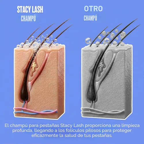 Miniatura 5 de STACY LASH Champú para extensiones de pestañas + cepillo, 1.69 onzas líquidas, limpiador espumoso de párpados, lavado para extensiones y pestañas