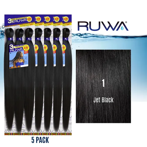 Miniatura 2 de Sensationnel Ruwa cabello para trenzar preestirado - 3x 48 pulgadas kanekalon repelente al agua de secado rápido sintético deportivo sin picazón