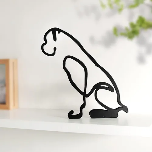 Miniatura 9 de Escultura de pared de arte minimalista para perro, alambre de metal abstracto, línea geométrica, dibujo, estatua de arte (Beagle)