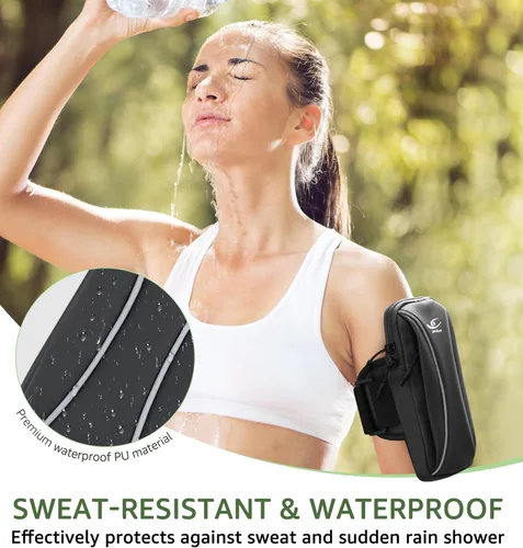 Miniatura 3 de HiRui Bolsa de brazo y bolsa de muñeca para teléfono, brazalete deportivo para correr, gimnasio, ciclismo y entrenamiento, compatible con iPhone