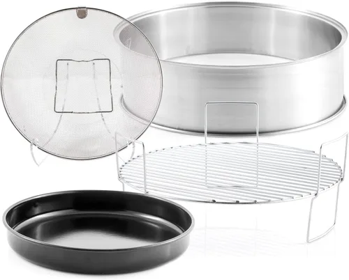 Nuwave Kit de anillos extensores Primo, incluye anillo extensor de acero inoxidable de 5 pulgadas, estante de cocina reversible de 3 pulgadas,