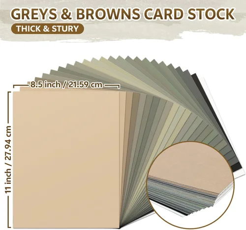 Miniatura 2 de Papel de cartulina neutra de 8.5 x 11 pulgadas, cartulina de color marrón y gris, papel de 250 GSM, 92 libras, papel de impresora para manualidades
