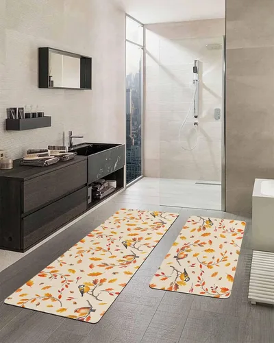 Miniatura 2 de Tapete de baño con hojas de otoño, antideslizante, de secado rápido y absorbente, tierra de diatomeas, fregadero, dormitorio, cocina, lavable
