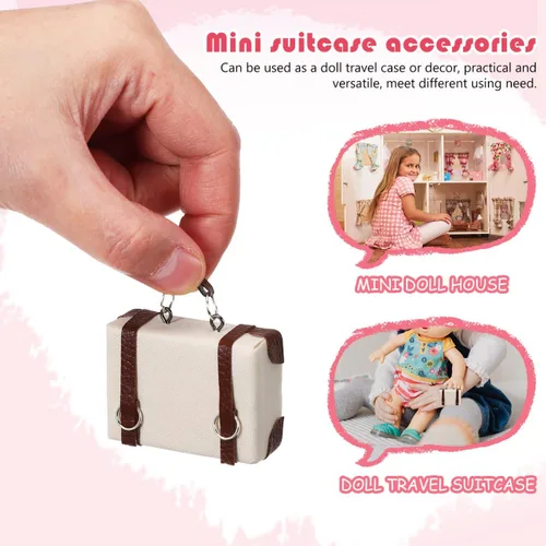 Miniatura 5 de Maleta de maletero miniatura 1/12, 2 piezas, maletín de equipaje micro paisaje de viaje tronco foto accesorios de decoración de casa de muñecas