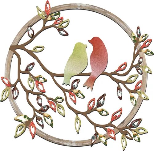 Miniatura 10 de Ferraycle Arte de pared de metal con silueta de pájaro en rama de árbol, decoración de pájaro para sala de estar, jardín, dormitorio, oficina