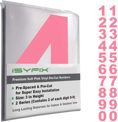 Miniatura 55 de iSYFIX Calcomanías de Números de Vinilo Verde Manzana – 1.5 Pulgadas Autoadhesivas (2 Juegos) – Calcomanía Premium Troquelada y Pre-espaciada