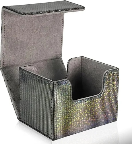 Dmoicols Caja de almacenamiento de tarjetas coleccionables de cuero, caja horizontal individual (punto negro brillante)