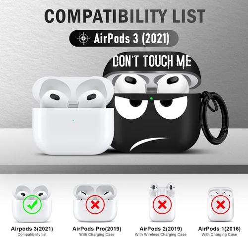 Miniatura 2 de for Airpods 3 Case 2021, Don't Touch Me for Airpods Cover with Keychain/Lanyard Soft Cute Shockproof Cover for Women Men Compatible with for Airpods
