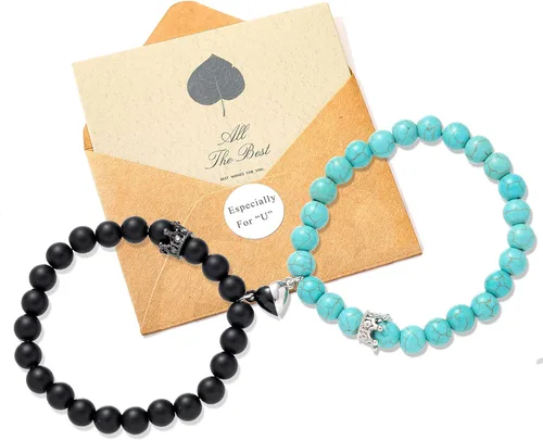 BMMYE Magnetic Couple Bracelets Valentine's Day Gift, Long Distance Relationship Boyfriend and Girlfriend His and Her Bracelet pulseras para parejas