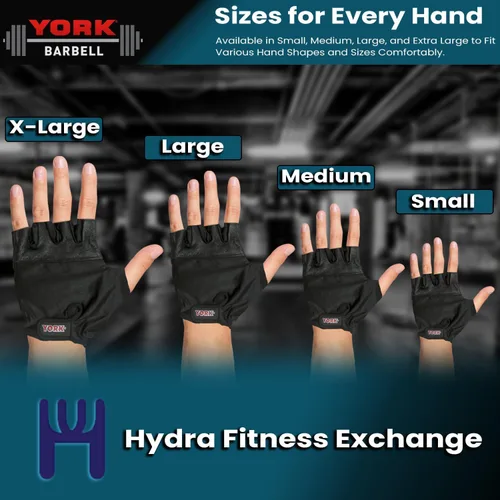 Miniatura 5 de York Barbell - Guantes de levantamiento de pesas, piel de cabra, agarre antideslizante, palma acolchada, correa de soporte para la muñeca, espalda