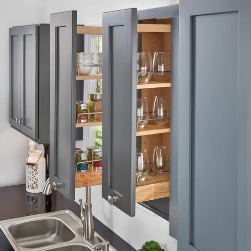 Miniatura 9 de Rev-A-Shelf Organizador de estante extraíble de 8 pulgadas para gabinetes de cocina y baño, estante deslizante de madera para especias o medicinas