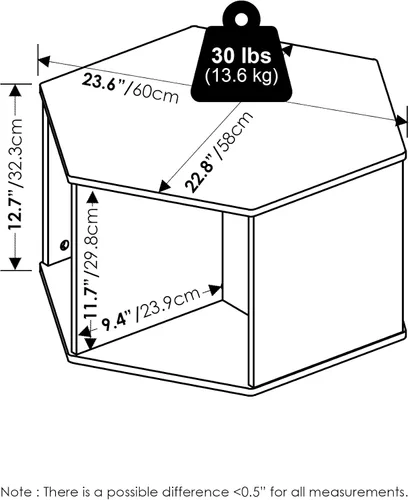 Miniatura 3 de Furinno - Mesa de café de diseño simple, mesa de café moderna hexagonal con estante abierto, mesa auxiliar vertical u horizontal, para sala de Pino