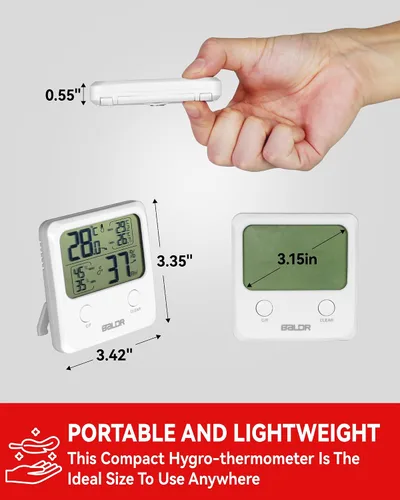 Miniatura 4 de BALDR Sensor digital de humedad y termómetro - Monitor de habitación interior, medidor inalámbrico de temperatura y humedad