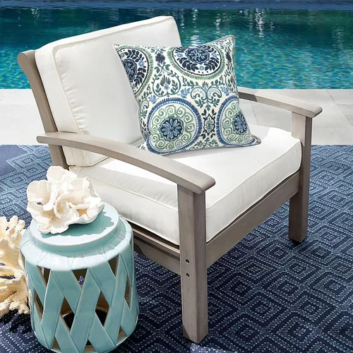 Miniatura 824 de Juego de 2 almohadas para exteriores de 16 x 16 pulgadas, repelentes al agua con interiores, para muebles de patio, hogar, jardín, geometría bohemia