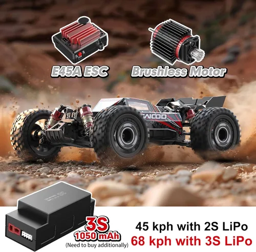 Miniatura 7 de Jetwood 1/16 Coche RC Rápido Sin Escobillas para Adultos, Coche RC de Control Remoto RTR de Alta Velocidad Máx 42 mph, Camión RC Eléctrico