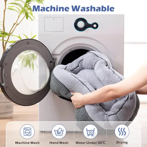 Miniatura 6 de INVENHO Cama para perros pequeños para perros pequeños, camas para gatos de interior, lavable, cama ortopédica para perros, cama cálida suave y Gris