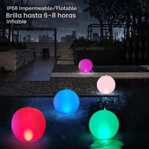 Miniatura 6 de Rukars Luz de Piscina de Bola Flotante Solar 4 PCS, 14 Pulgadas Inflable Colgable IP68 Impermeable Recargable LED Globo Luminoso de Cambio