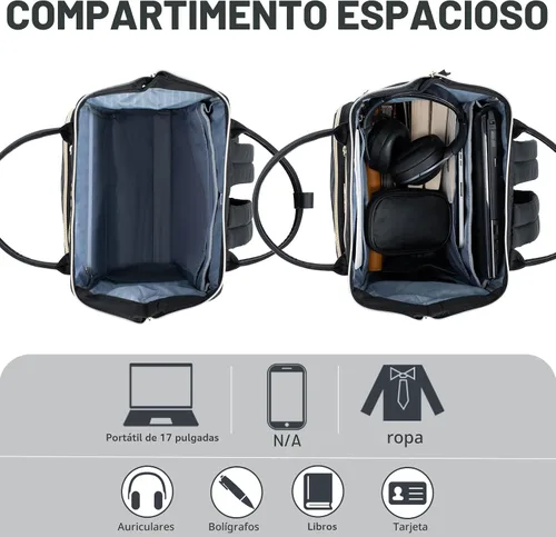 Miniatura 4 de KROSER Mochila para Laptop de 17" Elegante Mochila Repelente al Agua Mochila Casual Universitaria de Día con Puerto USB Bolsa de Trabajo de Viaje