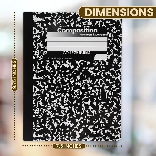 Miniatura 6 de Cuadernos de composición a granel, Cuadernos de papel con rayas universitarias, 100 hojas, Cuadernos de suministros escolares, Cuadernos