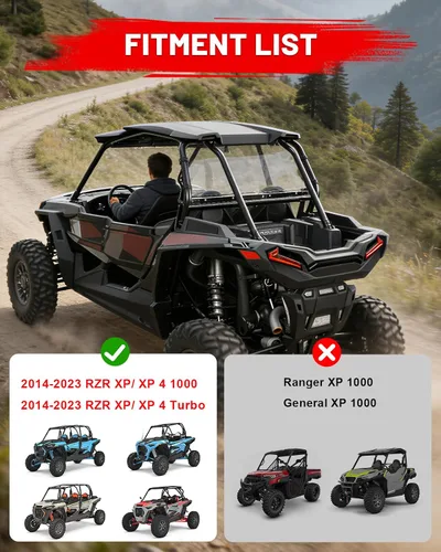 Miniatura 6 de StarknightMT RZR - Ventana trasera transparente para parabrisas compatible con Polaris Razor XP 1000/4 1000/Turbo/Turbo4 2014-2023, accesorios